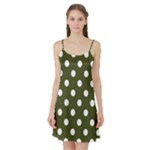 Polka Dots - White on Army Green Satin Night Slip