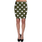 Polka Dots - White on Army Green Bodycon Skirt