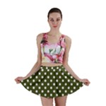 Polka Dots - White on Army Green Mini Skirt