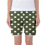 Polka Dots - White on Army Green Women s Basketball Shorts
