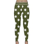 Polka Dots - White on Army Green Yoga Leggings