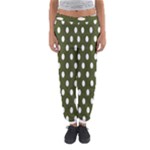 Polka Dots - White on Army Green Women s Jogger Sweatpants