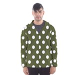 Polka Dots - White on Army Green Hooded Wind Breaker (Men)