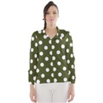 Polka Dots - White on Army Green Wind Breaker (Women)