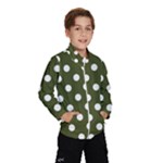 Polka Dots - White on Army Green Wind Breaker (Kids)