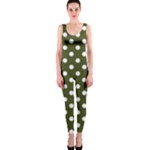 Polka Dots - White on Army Green OnePiece Catsuit