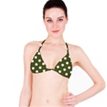 Polka Dots - White on Army Green Bikini Top