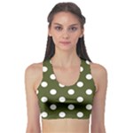 Polka Dots - White on Army Green Women s Sports Bra