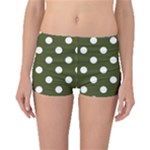 Polka Dots - White on Army Green Boyleg Bikini Bottoms