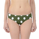 Polka Dots - White on Army Green Hipster Bikini Bottoms