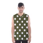 Polka Dots - White on Army Green Men s Basketball Tank Top