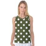Polka Dots - White on Army Green Women s Basketball Tank Top