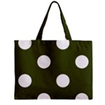 Polka Dots - White on Army Green Zipper Mini Tote Bag