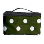Polka Dots - White on Army Green Cosmetic Storage Case