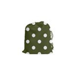 Polka Dots - White on Army Green Drawstring Pouch (XS)