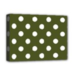 Polka Dots - White on Army Green Deluxe Canvas 16  x 12  (Stretched)