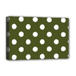 Polka Dots - White on Army Green Deluxe Canvas 18  x 12  (Stretched)