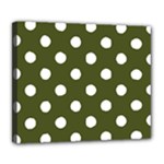 Polka Dots - White on Army Green Deluxe Canvas 24  x 20  (Stretched)