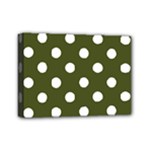 Polka Dots - White on Army Green Mini Canvas 7  x 5  (Stretched)