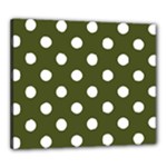 Polka Dots - White on Army Green Canvas 24  x 20  (Stretched)