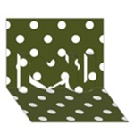Polka Dots - White on Army Green I Love You 3D Greeting Card (7x5)