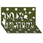Polka Dots - White on Army Green Happy Birthday 3D Greeting Card (8x4)