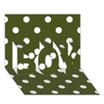 Polka Dots - White on Army Green BOY 3D Greeting Card (7x5)