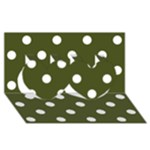 Polka Dots - White on Army Green Twin Hearts 3D Greeting Card (8x4)
