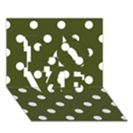 Polka Dots - White on Army Green LOVE 3D Greeting Card (7x5)