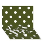 Polka Dots - White on Army Green LOVE Bottom 3D Greeting Card (7x5)