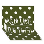 Polka Dots - White on Army Green YOU ARE INVITED 3D Greeting Card (7x5)