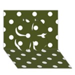 Polka Dots - White on Army Green Clover 3D Greeting Card (7x5)
