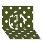 Polka Dots - White on Army Green Peace Sign 3D Greeting Card (7x5)