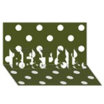 Polka Dots - White on Army Green BEST SIS 3D Greeting Card (8x4)