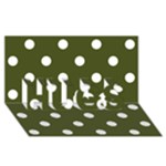 Polka Dots - White on Army Green HUGS 3D Greeting Card (8x4)