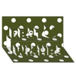 Polka Dots - White on Army Green Best Wish 3D Greeting Card (8x4)