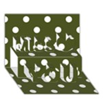 Polka Dots - White on Army Green Miss You 3D Greeting Card (7x5)