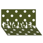 Polka Dots - White on Army Green ENGAGED 3D Greeting Card (8x4)