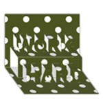 Polka Dots - White on Army Green WORK HARD 3D Greeting Card (7x5)