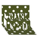 Polka Dots - White on Army Green THANK YOU 3D Greeting Card (7x5)