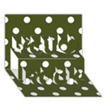 Polka Dots - White on Army Green You Rock 3D Greeting Card (7x5)