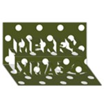 Polka Dots - White on Army Green Merry Xmas 3D Greeting Card (8x4)