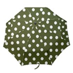 Polka Dots - White on Army Green Folding Umbrella