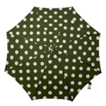 Polka Dots - White on Army Green Hook Handle Umbrella (Medium)