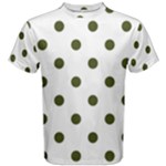 Polka Dots - Army Green on White Men s Cotton Tee
