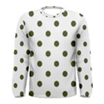 Polka Dots - Army Green on White Men s Long Sleeve T-shirt