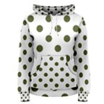 Polka Dots - Army Green on White Women s Pullover Hoodie