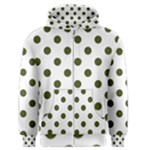 Polka Dots - Army Green on White Men s Zipper Hoodie