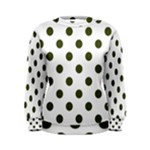 Polka Dots - Army Green on White Women s Sweatshirt