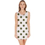 Polka Dots - Army Green on White Bodycon Dress